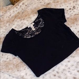 Black crop top with lace detailing